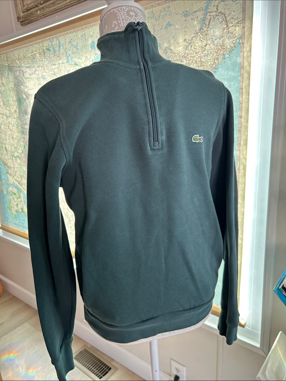 Lacoste Men's Forest Green Quarter-Zip Sweatshirt